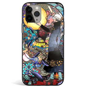 One Piece Trippy Law Tempered Glass iPhone Case