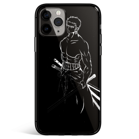 One Piece Zoro Sketches Tempered Glass iPhone Case