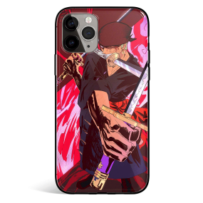 One Piece Zoro Three Swords Style Ink painting Tempered Glass iPhone Case