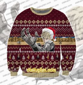 One Punch Man Saitama Genos Fighting Training 3D Print Ugly Christmas Sweatshirt
