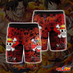 One Piece Luffy And Ace Red Shorts