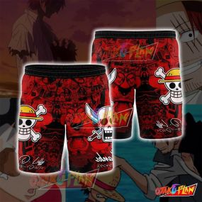 One Piece Luffy And Shanks Red Shorts
