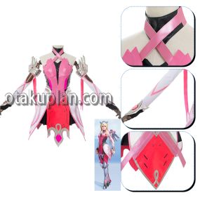 Overwatch Mercy Pink Skin Cosplay Costume