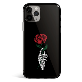 Painful Love Rose and Skull Tempered Glass iPhone Case