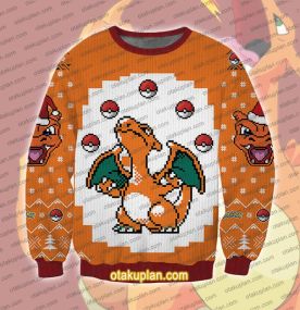 Christmas Blaze Charizard 3D Printed Ugly Christmas Sweatshirt