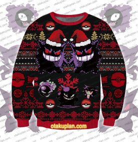 Ghosts Gengar Ghastly 3D Printed Ugly Christmas Sweatshirt