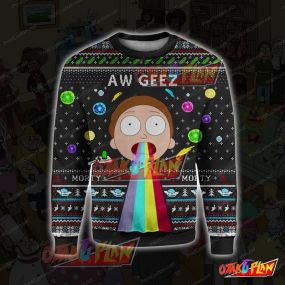 Rick and Morty Aw Geez 3D Print Ugly Christmas Sweatshirt