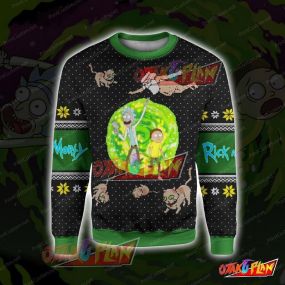 Rick and Morty Cat 3D Print Ugly Christmas Sweatshirt