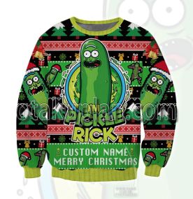 Rick And Morty Cucumber Custom Name Christmas Ugly Christmas Sweatshirt