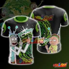Rick And Morty Green And Black T-Shirt
