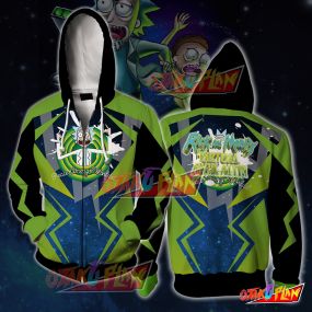 Rick And Morty Green And Blue Zip Up Hoodie