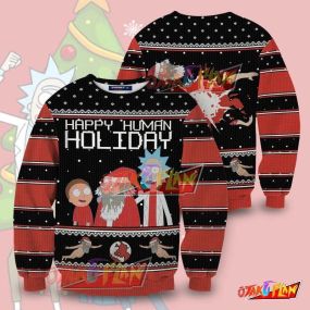 Rick And Morty Happy Human Holiday 3D Print Ugly Christmas Sweatshirt