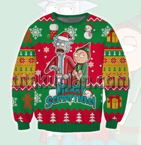 Rick And Morty Happy Human Holiday 3d Printed Ugly Christmas Sweatshirt