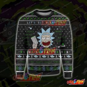 Rick and Morty Lets Get Schwifty 3D Print Ugly Christmas Sweatshirt