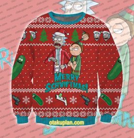 Rick and Morty Red Christmas 3D Printed Ugly Christmas Sweatshirt