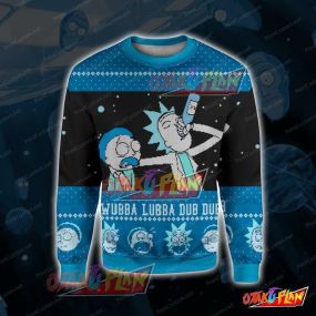 Rick and Morty Wubba 3D Print Ugly Christmas Sweatshirt