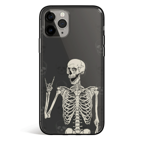 Rock and Roll Skull Tempered Glass iPhone Case