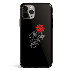 Rose and skull Tempered Glass iPhone Case