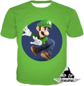 Awesome Marios Cool Brother Luigi Promo Amazing Green T-Shirt Mario044