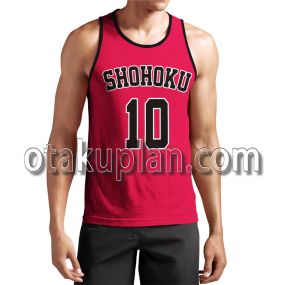 Slam Dunk Sakuragi Hanamichi SHOHOKU Basketball Team Red Jersey Tank Top