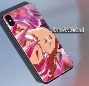 Son Goku Red White Tempered Glass iPhone Case