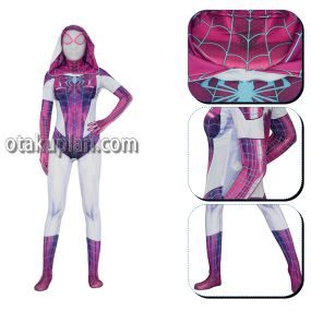 Spider Gwen Stacy Female Superhero Purple Jumpsuit Cosplay Costume
