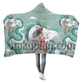 Spirited Away White Dragon Ogino Chihiro Hooded Blanket