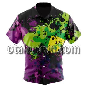Splatoon Jet Octopus Camouflage Pattern Button Up Hawaiian Shirt