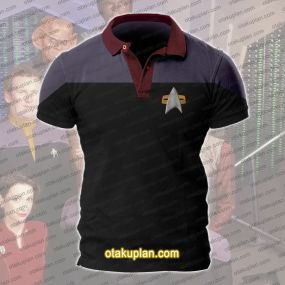 Star Trek Deep Space Nine Polo Shirt Red Collar