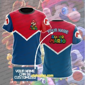 Super Mario Blue And Red Custom Name T-shirt