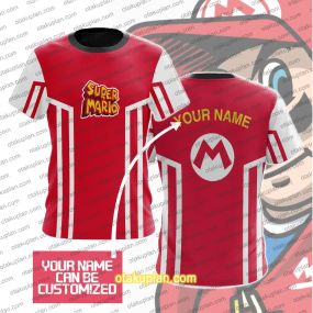 Super Mario White And Red Custom Name T-shirt