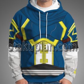 Super Smash Bros Ultimate Anime Roy Blue And White Color Armor Cosplay Hoodie