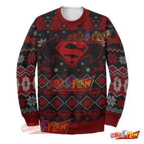 Superman Batman Logo 3D Print Ugly Christmas Sweatshirt