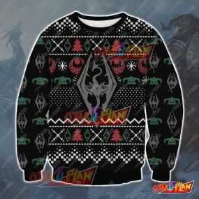 The Elder Scrolls V Skyrim 3D Print Ugly Christmas Sweatshirt