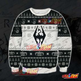 The Elder Scrolls V Skyrim Pattern 3D Print Ugly Christmas Sweatshirt
