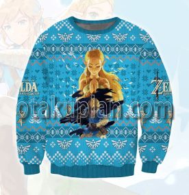 Zelda Link and Princess Zelda Blue 3D Printed Ugly Christmas Sweatshirt