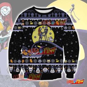 The Nightmare Before Christmas 3D Print Pattern Ugly Christmas Sweatshirt