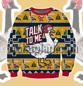 Top Gun duck Talk To Me 3D Printed Ugly Christmas Sweater