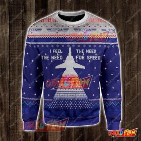 Top Gun Feel The Need 3D Print Ugly Christmas Sweatshirt