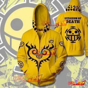One Piece Trafalgar Law Yellow Zip Up Hoodie Jacket