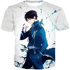 Fullmetal Alchemist Cool Fire Alchemist Roy Mustang Awesome Anime Pose White T-Shirt FA018