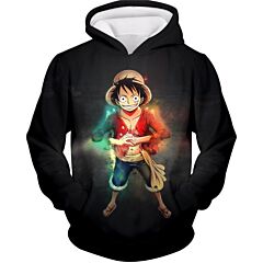 One Piece Captain of Straw Hats Monkey D Luffy Cool Black Hoodie OP032