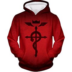 Fullmetal Alchemist Super Cool Mystical Alchemical Symbol Flamel Awesome Red Hoodie FA038