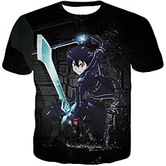 Sword Art Online Awesome VRMMORPG Player Kirito Cool Sword Action Anime Graphic T-Shirt SAO008