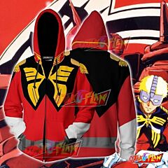 Char Aznable Cosplay Gundam Zip Up Hoodie Jacket