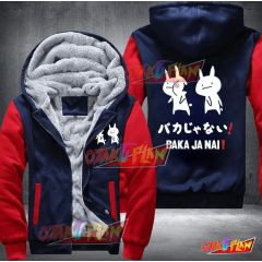 Anime Baka Ja Nai Rabbit Slap Japanese Fleece Winter Jacket Blue And Red