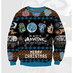 Avatar Last Airbender Christmas Logo 3d Printed Ugly Christmas Sweatshirt