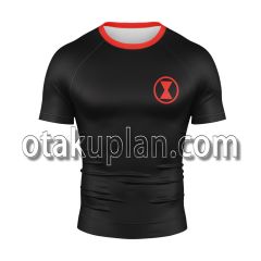 Black Widow Black and Red Rash Guard Compression Shirt