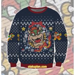 Bowser Ugly Faux Knit Super Mario Bros Ugly Christmas Sweatshirt