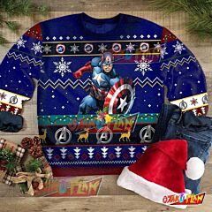 Captain America 3D Print Ugly Christmas Sweatshirt V3